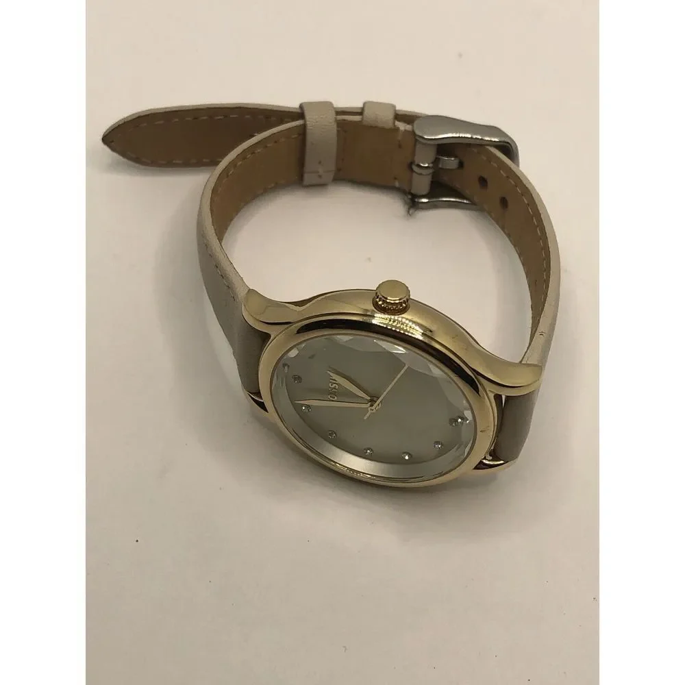 Fossil BQ3391 Women's White Leather Analog Dial Quartz Genuine Wrist Watch OP650
